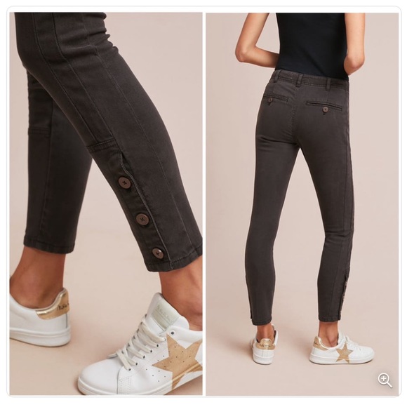 Anthropologie Pants - Anthro Buttoned Utility Pants Grey Micro Ribbed